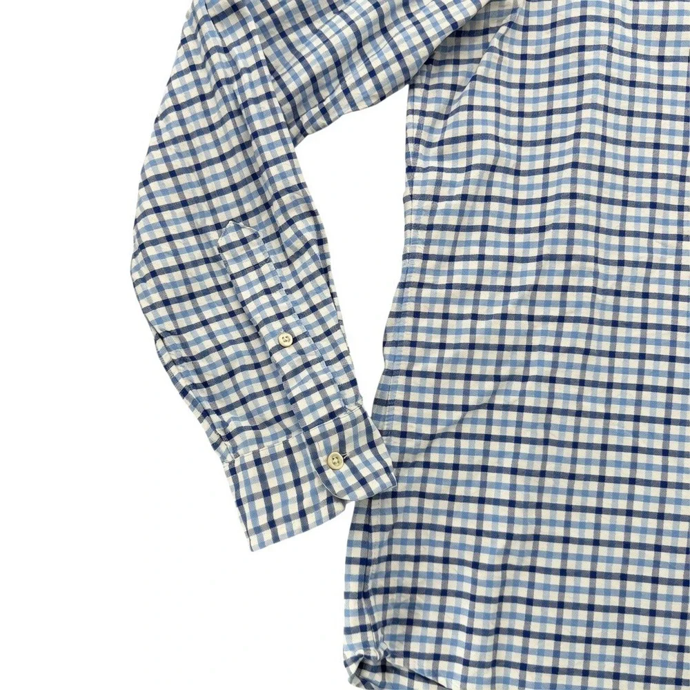 Polo Ralph Lauren Mens Blue Gingham Check Cotton Button Down Shirt Large L